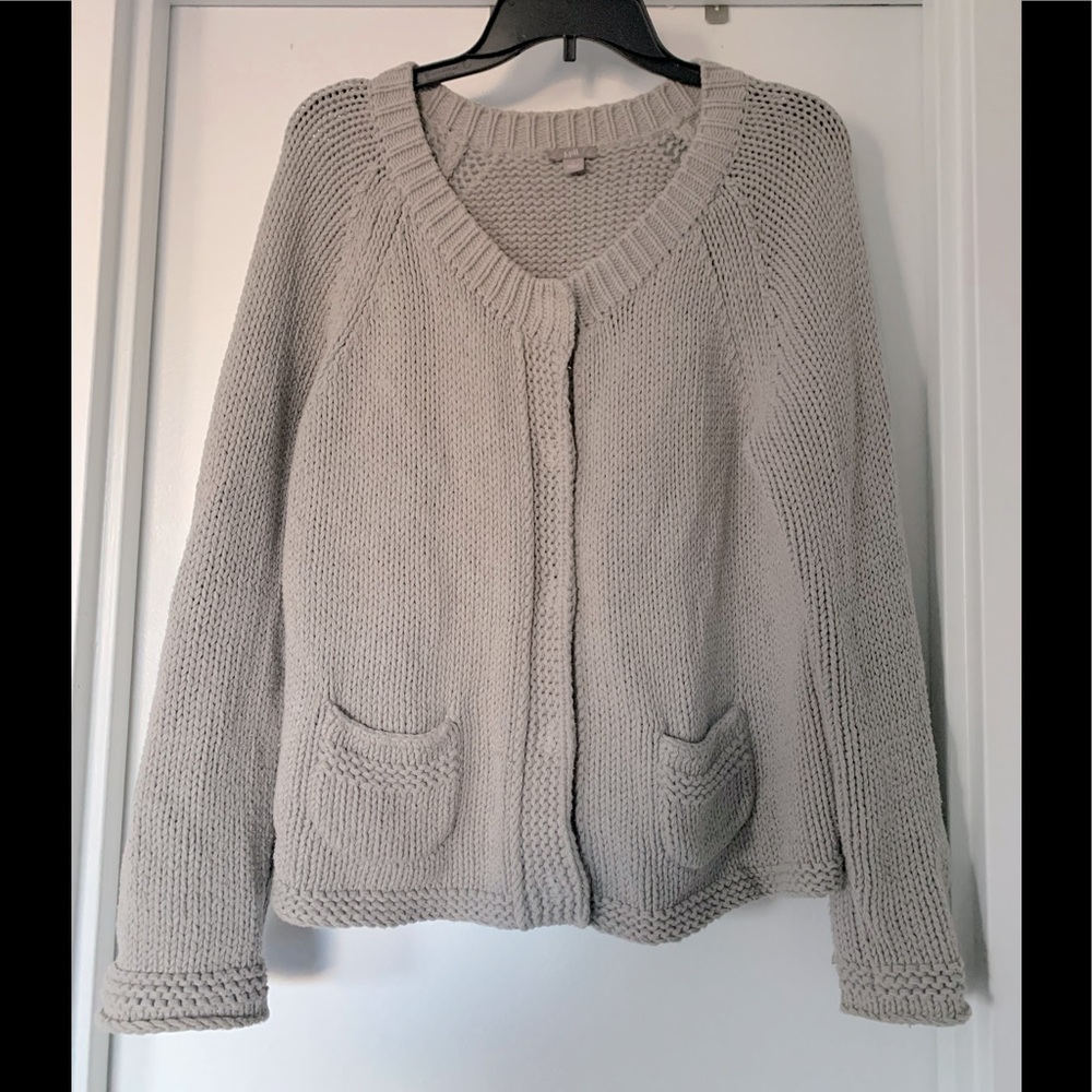 J Jill grey sz Large knit sweater cardigan style